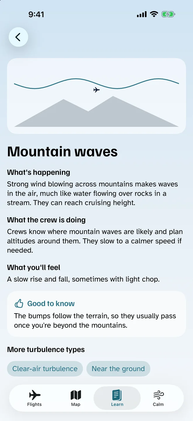 Explainer: Mountain waves. What is happening, what the crew is doing, and what you will feel.